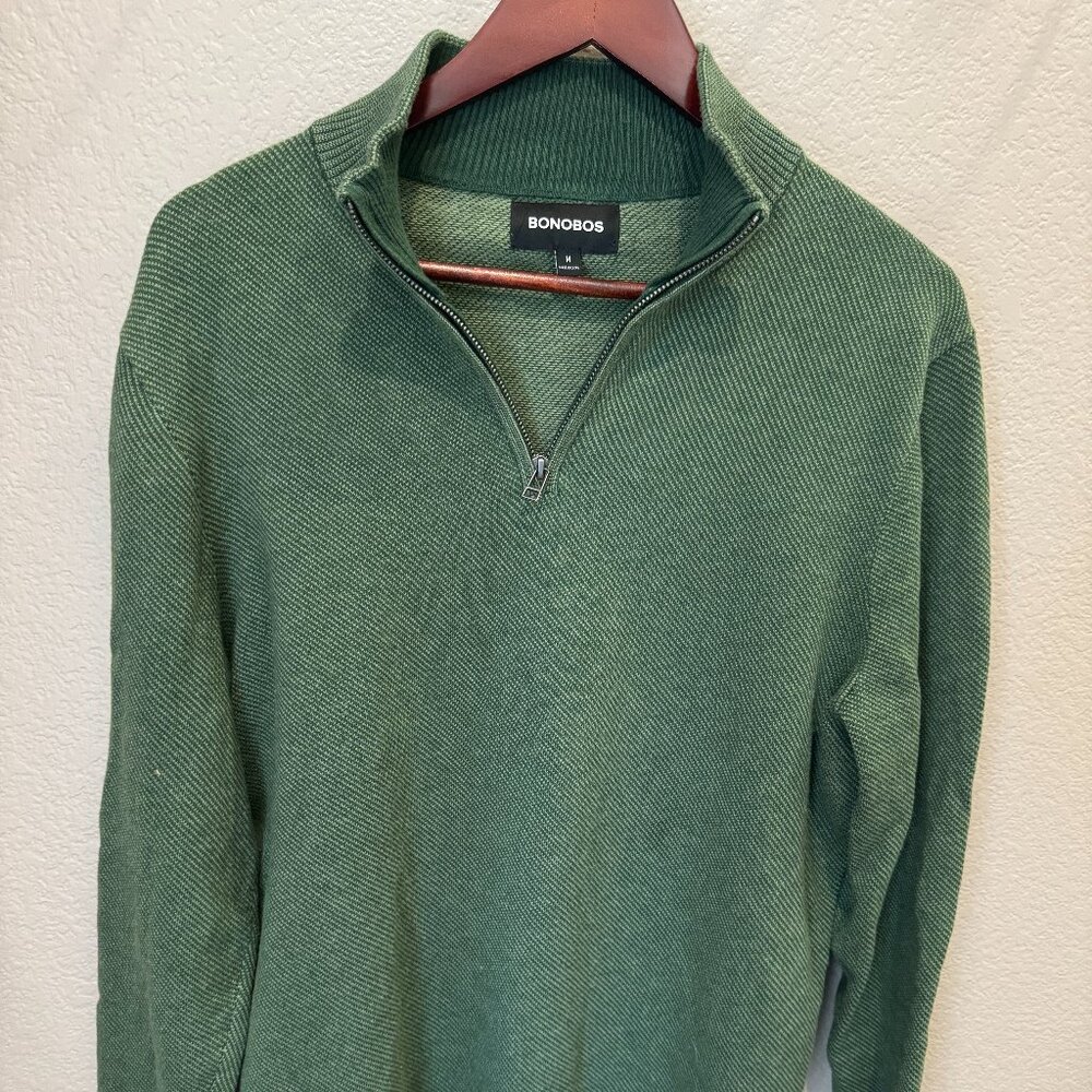 Bonobos Mens Washable Cashmere Half-Zip Sweater.  Color:  Forest Green Size: M